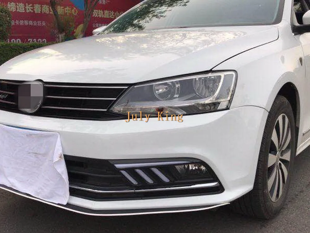 Июля King светодиодный Габаритные огни чехол для фары для Volkswagen Jetta Sagitar-18, СВЕТОДИОДНЫЙ DRL+ стример поворотники+ Ice Blue Night DRL