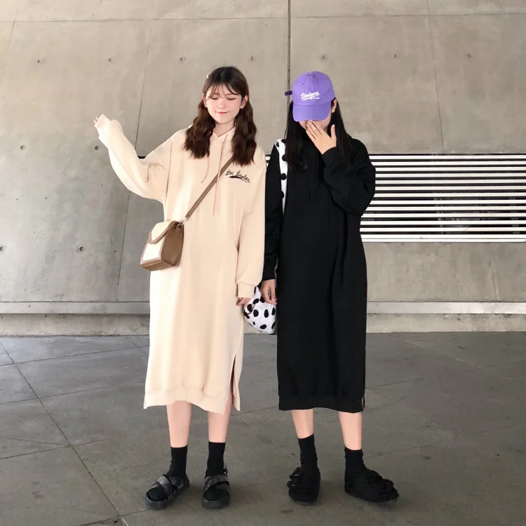 Новинка 2018 корейский Свободный Длинный свитер с буквенным принтом плюс бархат