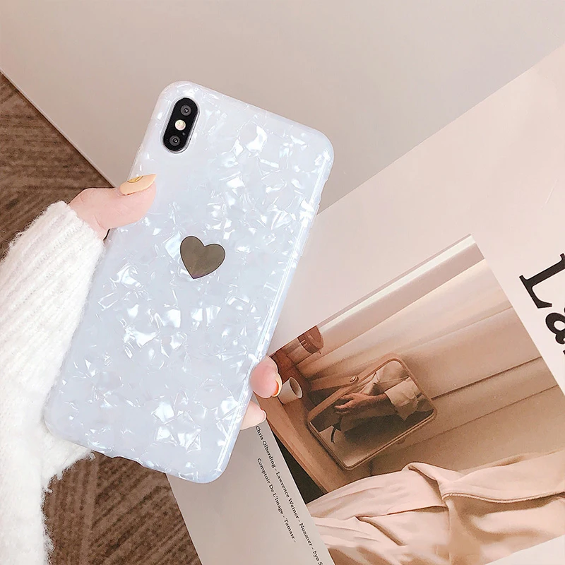 GlamPhoneCase прочное Золотое любовное Сердце чехол для телефона iPhone X XS Max XR мягкий Tpu 7 8