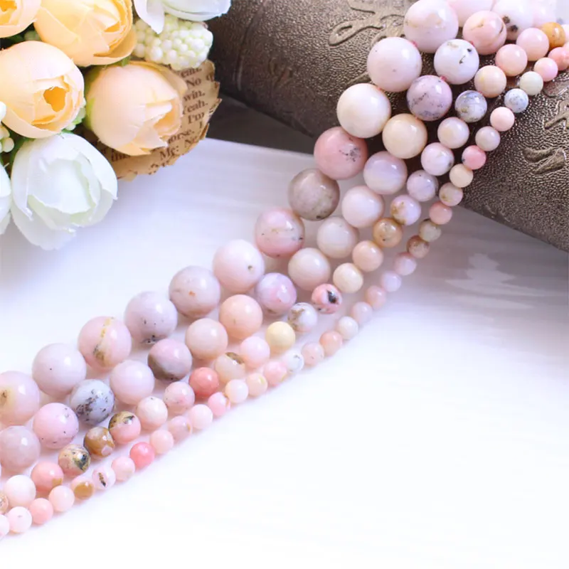 Бусины из натурального розового опала 4-12 мм круглые бусины для самостоятельного