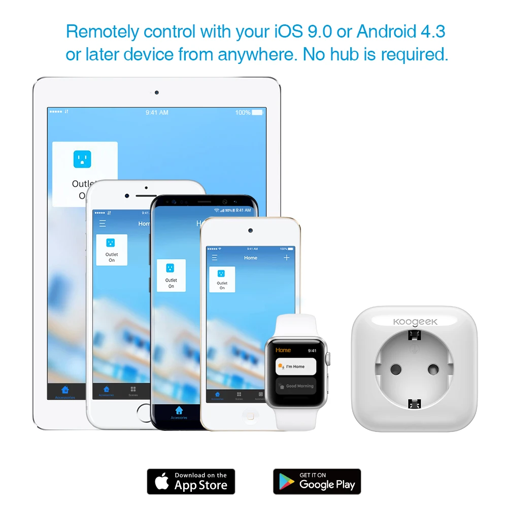 Koogeek Умный дом WiFi розетка для Apple HomeKit Google Assistant Amazon Alexa EU power Energy Monitor Siri Голосовое управление