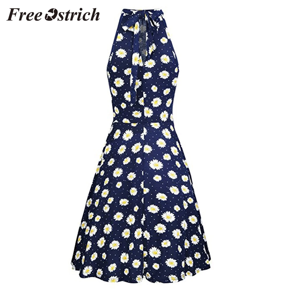 Бесплатная страусиное женское летнее пляжное Повседневное платье без рукавов с