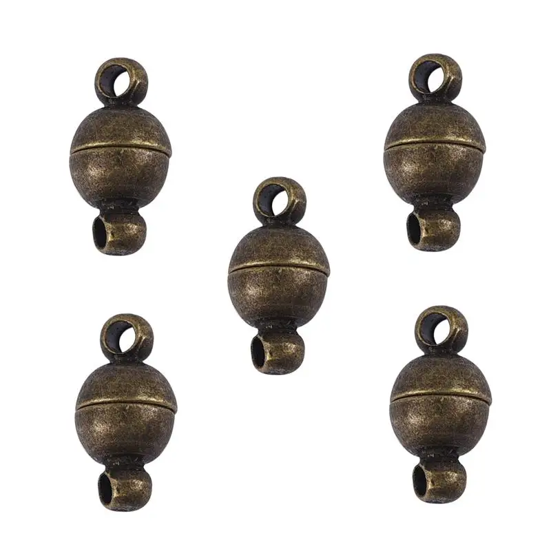 Bronze 12x6mm 5 шт. круглые магнитные застежки для браслета из кожаного шнура 16x10 мм 12x6 мм разъем с магнитной пряжкой для изготовления ювелирных изделий своими руками - Цвет: Bronze 12x6mm