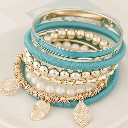 Богемия Jewlery Индийский стиль Красочные Многослойные круглый Браслеты комплект