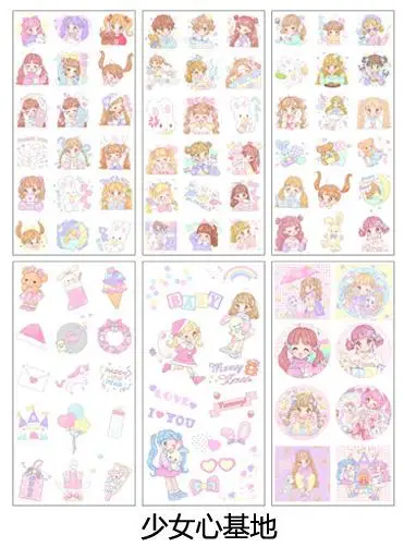 Sticker 6 Sheets/Set Unicorn Sticker Stationery Kawaii Sticker Flakes Novelty Cartoon Custom Stickers Diary Decoration Cute Stickers - Цвет: Sticker