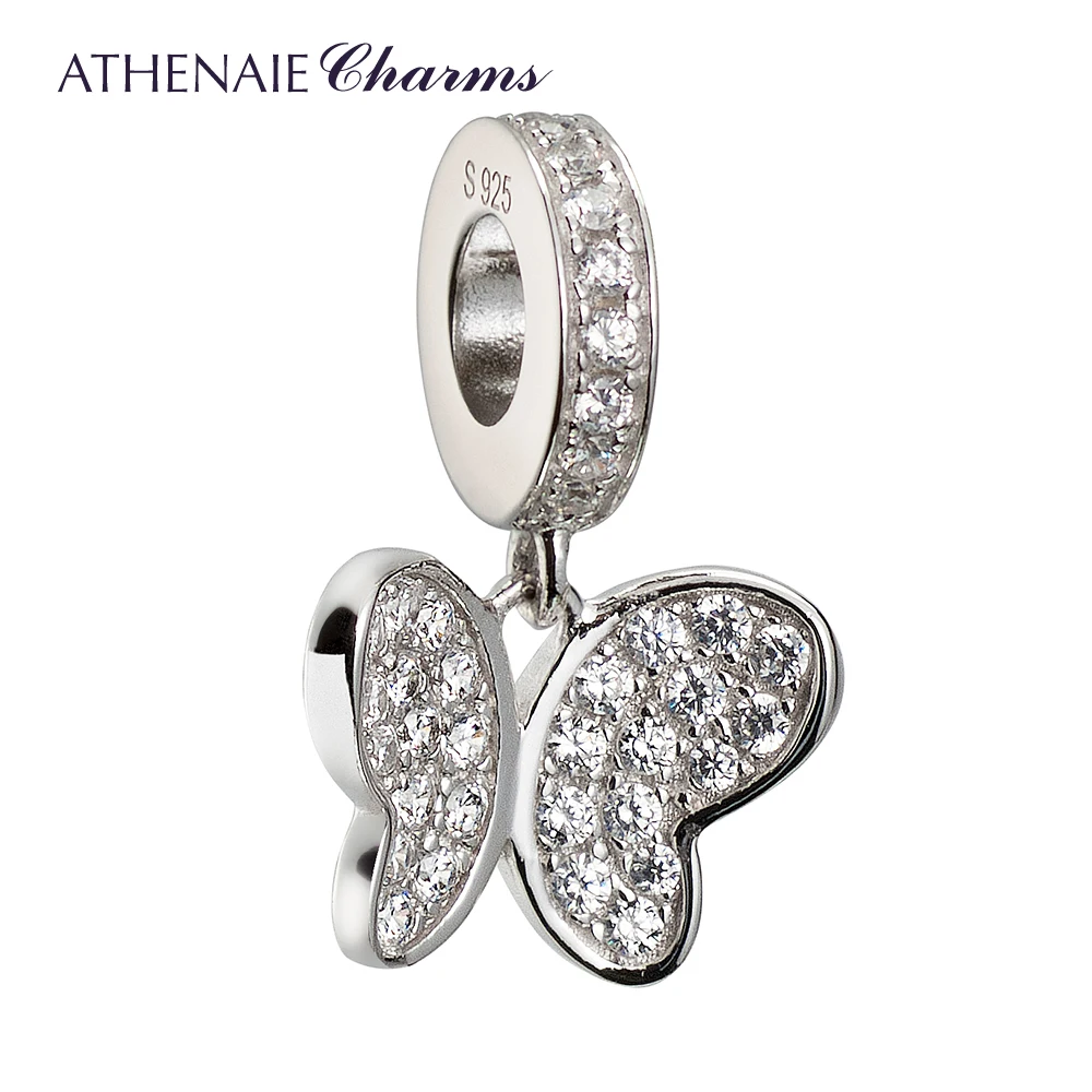 Подвеска бабочка ATHENAIE из серебра 925 пробы с прозрачным кубическим цирконием