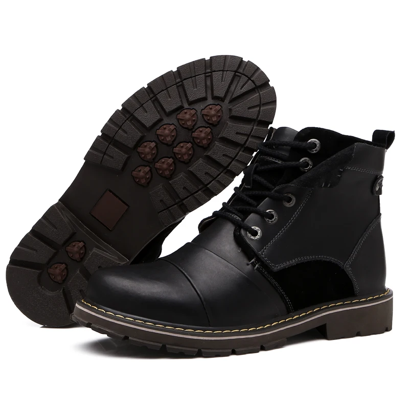 

Winter Boots Men Warm Winter Men Boots Plush Vintage Brown Black