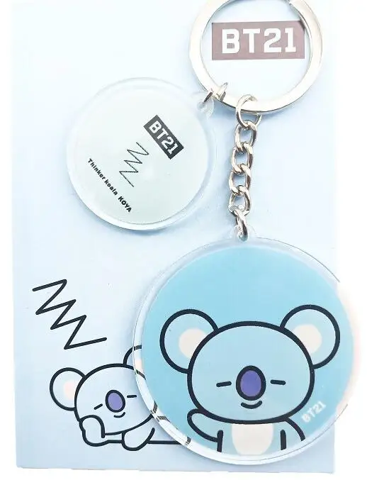 Новый 1 компл. Мультфильм BTS bt21 милые брелок для ключей ювелирные аксессуары