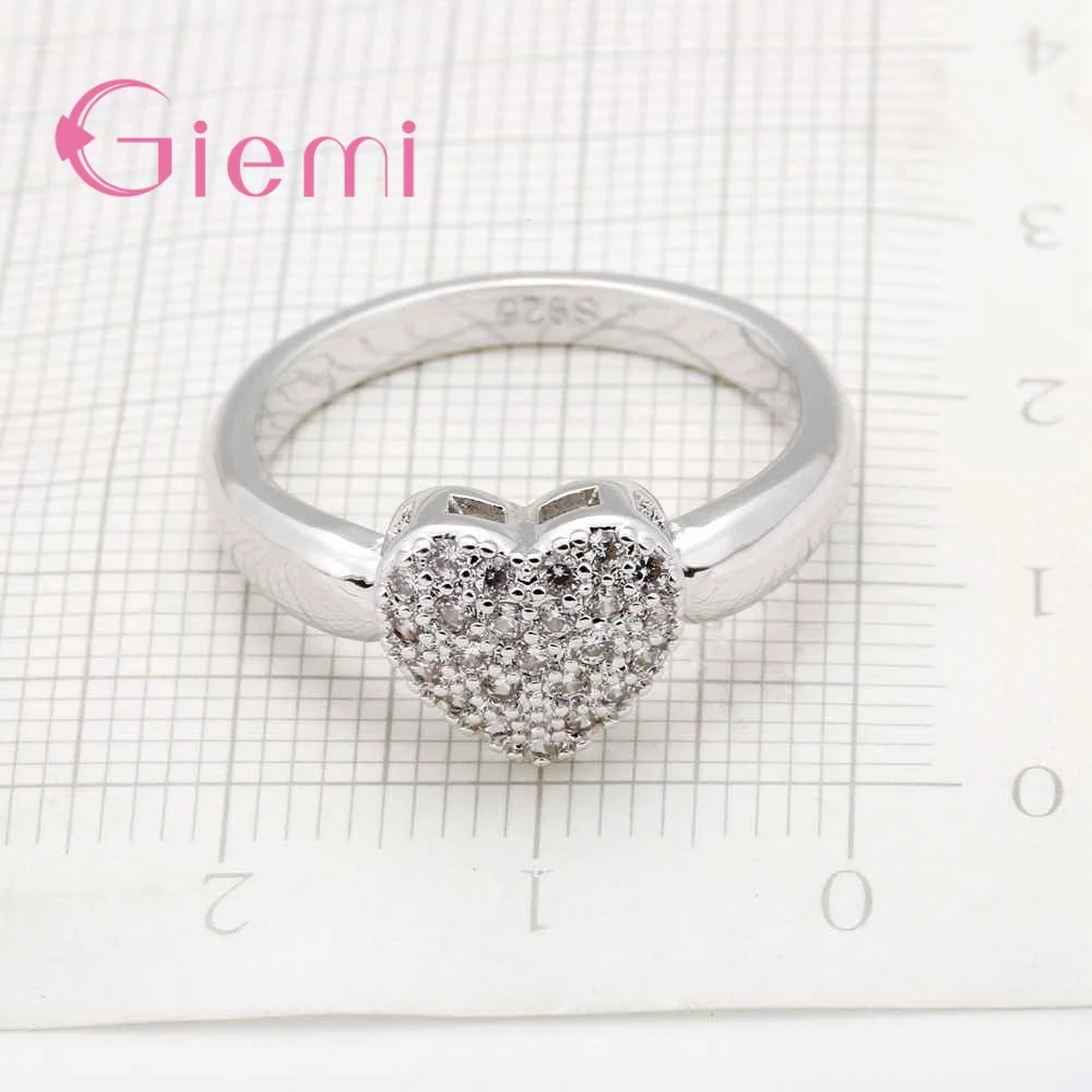 Женское кольцо классические кольца из стерлингового серебра 925 пробы с сердечком