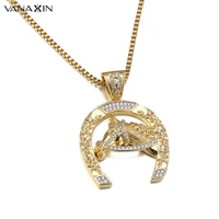 vanaxin saddle horse necklaces pendants gold color gift for men women cubic zircons animal hip hop jewelry bling bling cz