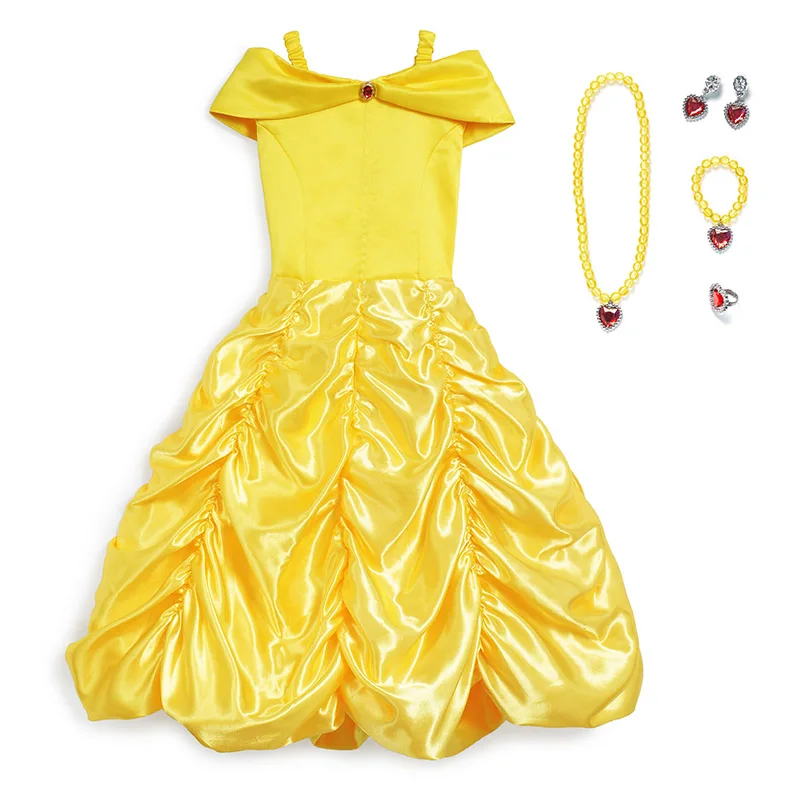 Dress Sets1 YOFEEL Belle/костюм принцессы для косплея; желтый костюм для девочек; милое платье без рукавов для вечеринки, дня рождения, Хэллоуина, Рождества - Цвет: Dress Sets1