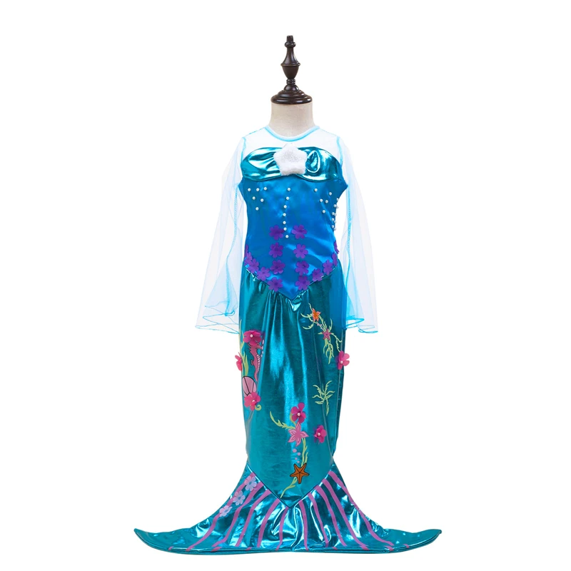 Маскарадные костюмы Русалочки для девочек Linda fantasia menina Ariel с жемчужинами Детские
