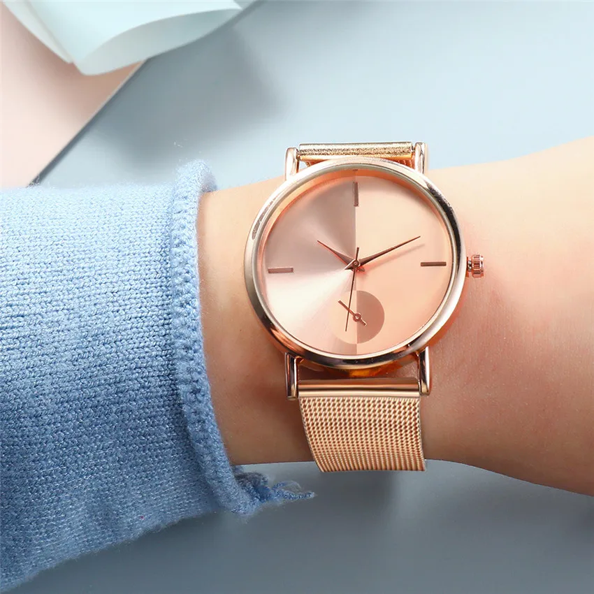 Роскошные женские часы розового золота модные элегантные наручные из