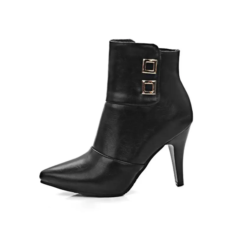 2017 г. Botas Mujer зимние ботинки новые женские с острым носком и пряжкой пикантные