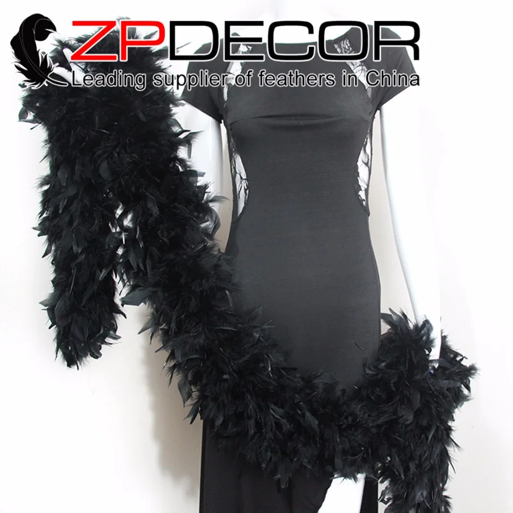 

Розничная и оптовая продажа в ZPDECOR 150 г 2 ярдов/партия черный Высокое качество перо боа Chandelle костюмы для свадебного украшения