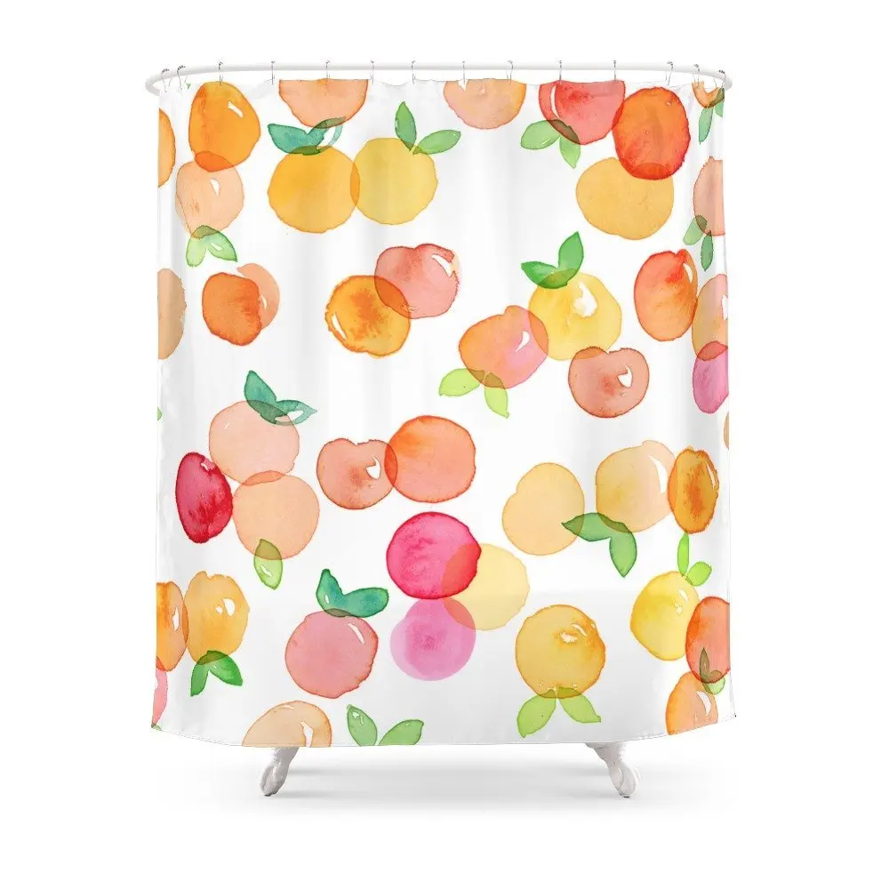Peachy Shower Curtain Waterproof Polyester Fabric Bathroom Decor Multi-Size Printed with 12 Hooks | Дом и сад