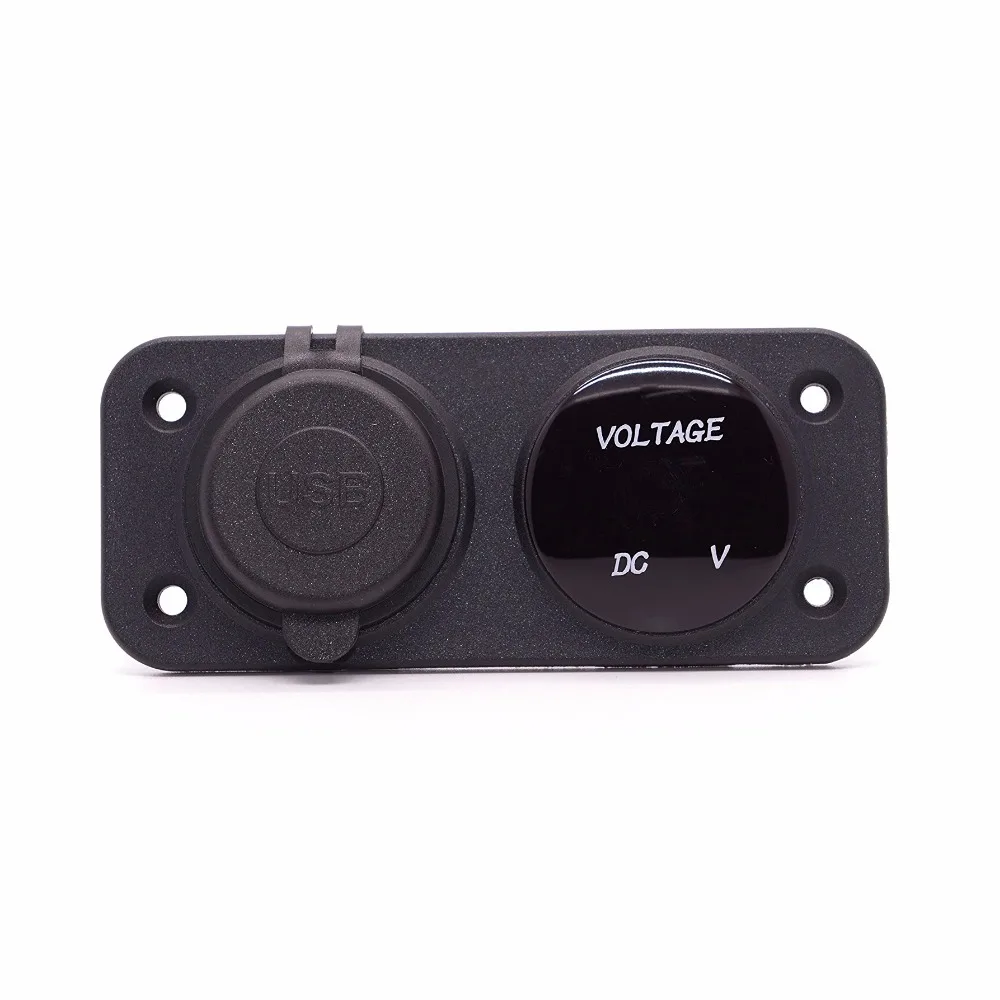 Universal DC 12V - 24V Blue LED Digital Dual USB Outlet Power Socket Panel 2.1A/1A Charger For Car Boat Truck ATV | Автомобили и