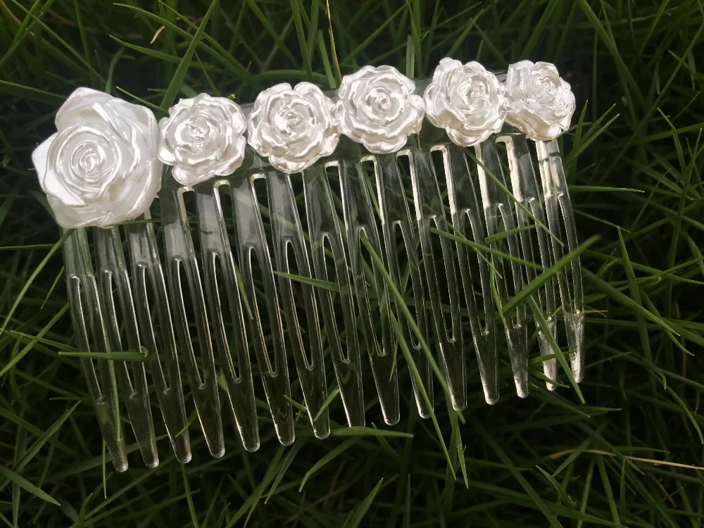 Модный белый цветок Свадебная Невеста боковая расческа заколки для волос чистый
