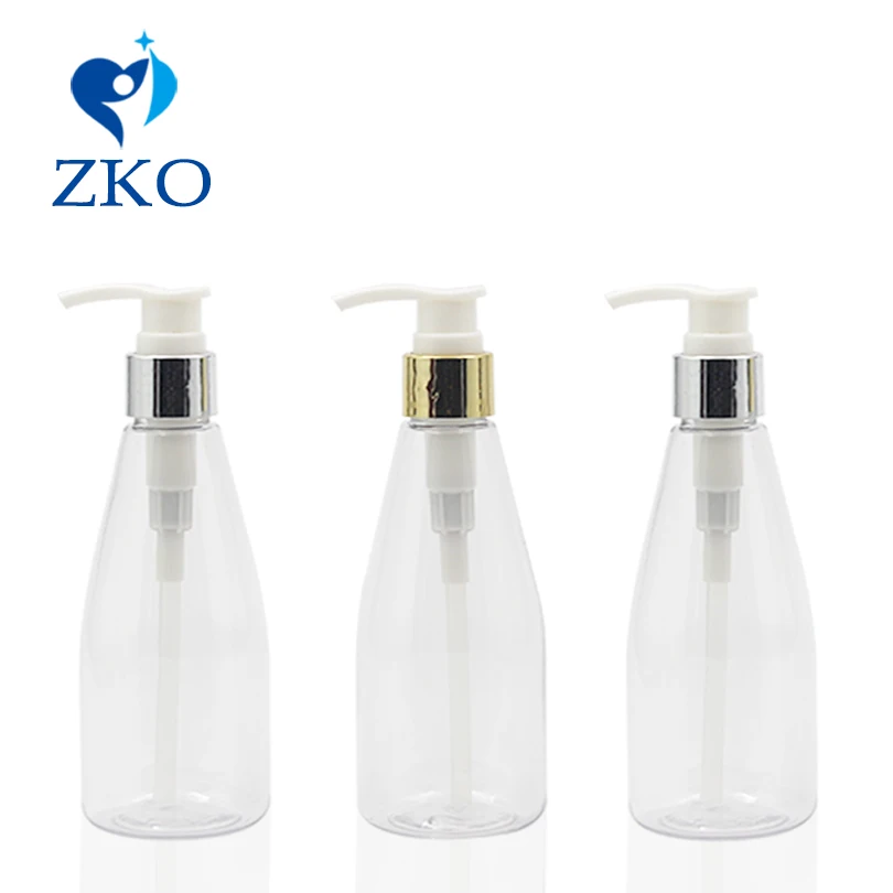 

5pcs 200ml Shinny Golden Aluminum Shell Shampoo Lotion Gel Body Wash Emulsion Plastic Refillable Dispenser Pump Conical Bottles