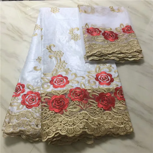 African Lace Fabric Guinea Bazin Riche Set With 2 Yard French Net 2018 Latest Getzner 16-8-1pp sky blue | Дом и сад