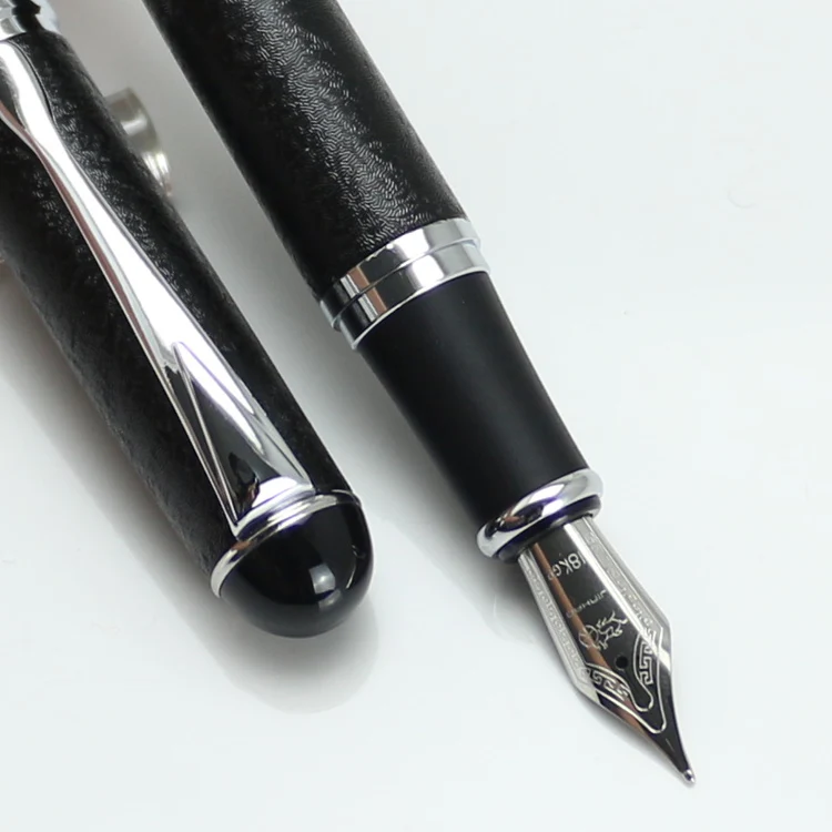 Перьевая ручка JINHAO черная шероховатая поверхность серебристый наконечник без