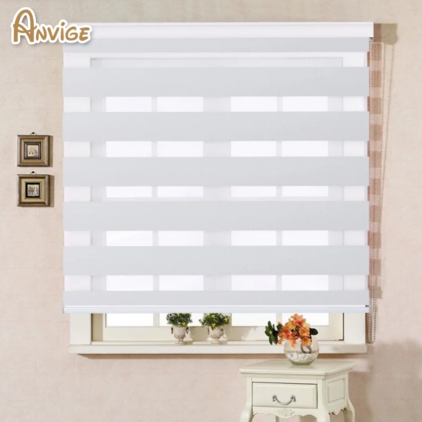 100% полиэстер полупрозрачный современный белый цвет Зебра жалюзи индивидуальные