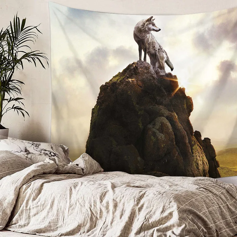 Прямоугольный гобелен волка настенный индийский Настенный декор хиппи гобелены
