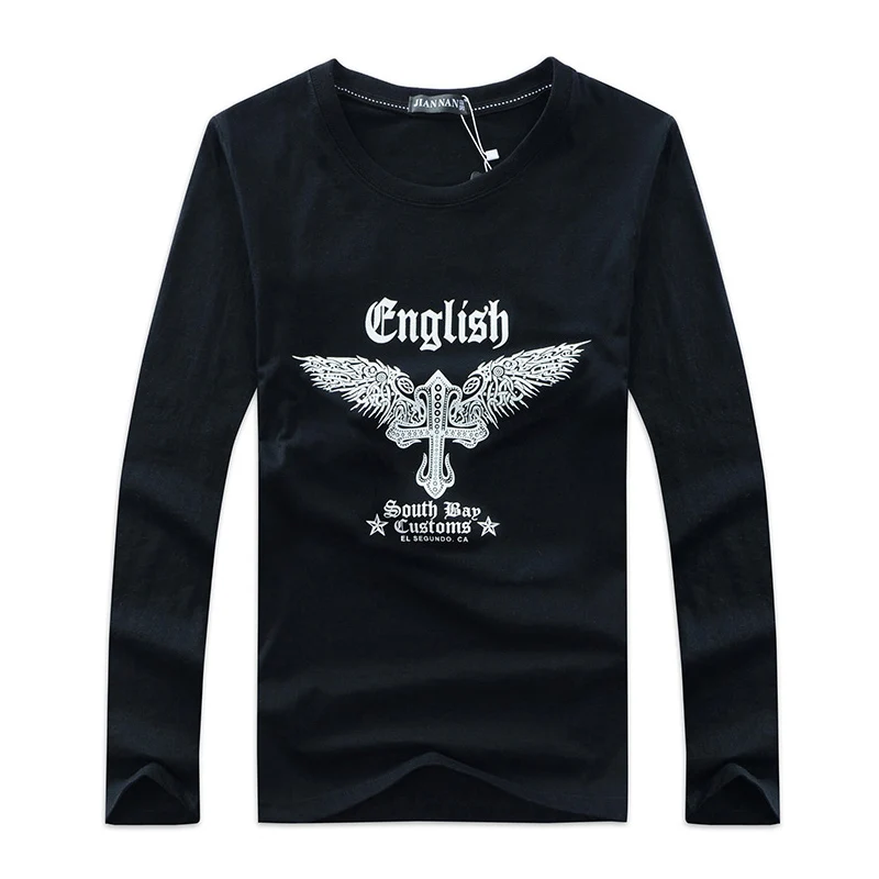 Мужская футболка с длинным рукавом и круглым вырезом