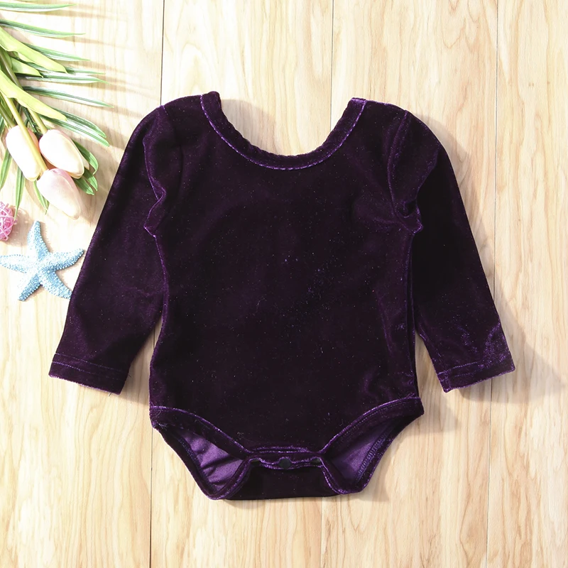 0-24M Lovely Newborn Baby Girl Bodysuit Long Sleeve Back Bow Velvet Outfits Body Suit Jumpsuit Playsuit Outfit Clothes | Детская одежда