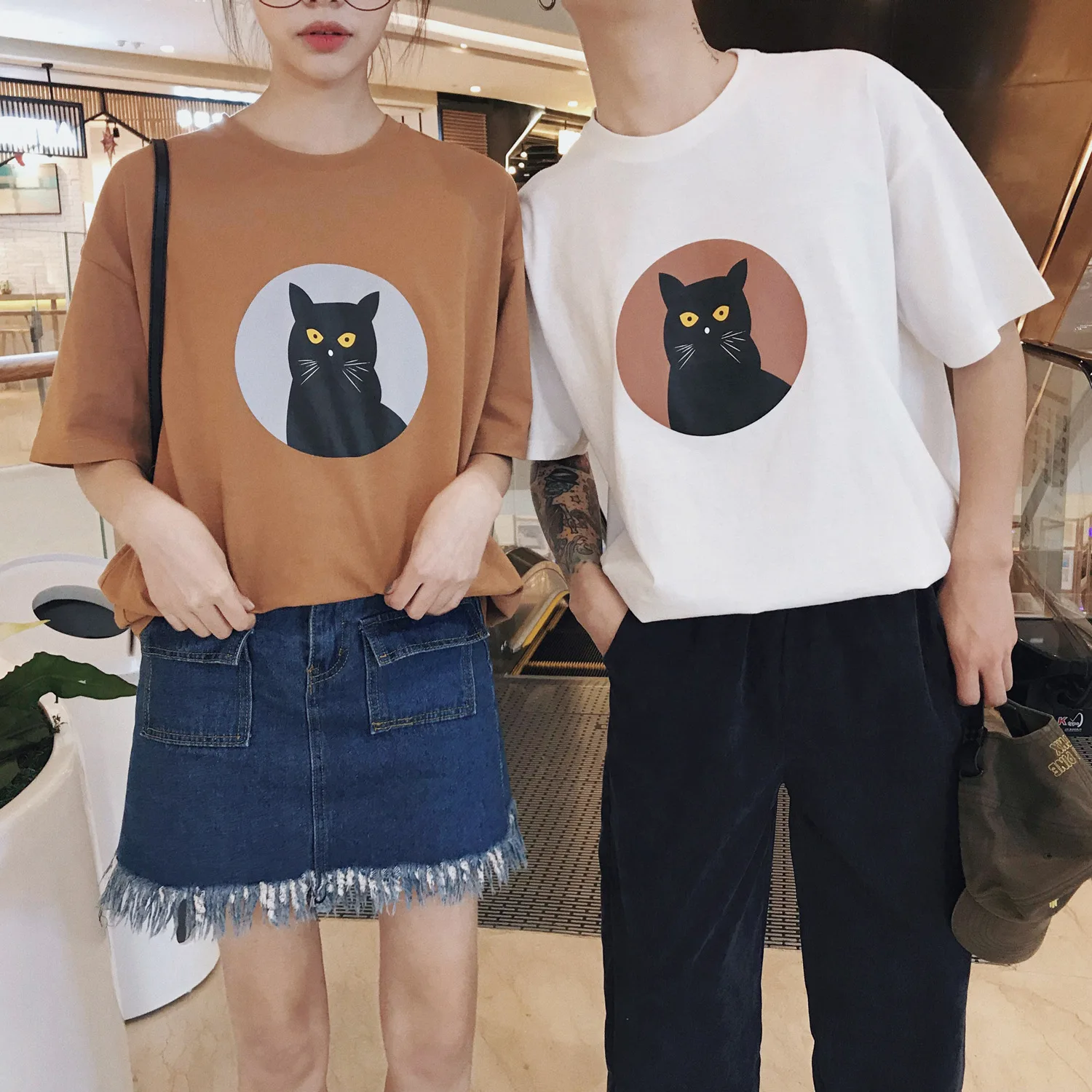 Женская хлопковая футболка с коротким рукавом Harajuku Повседневная большого