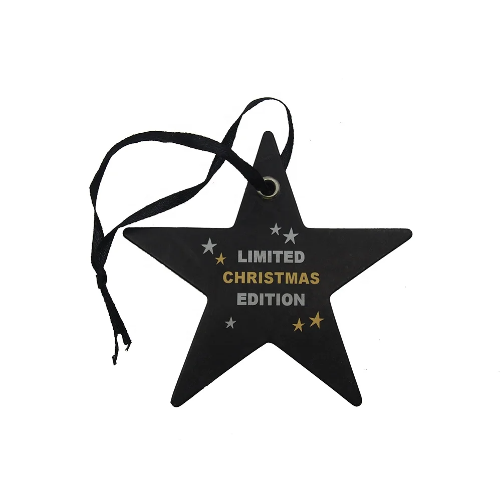 

Custom Logo Printed black card Paper five-pointed star shape Garment Hang Tags