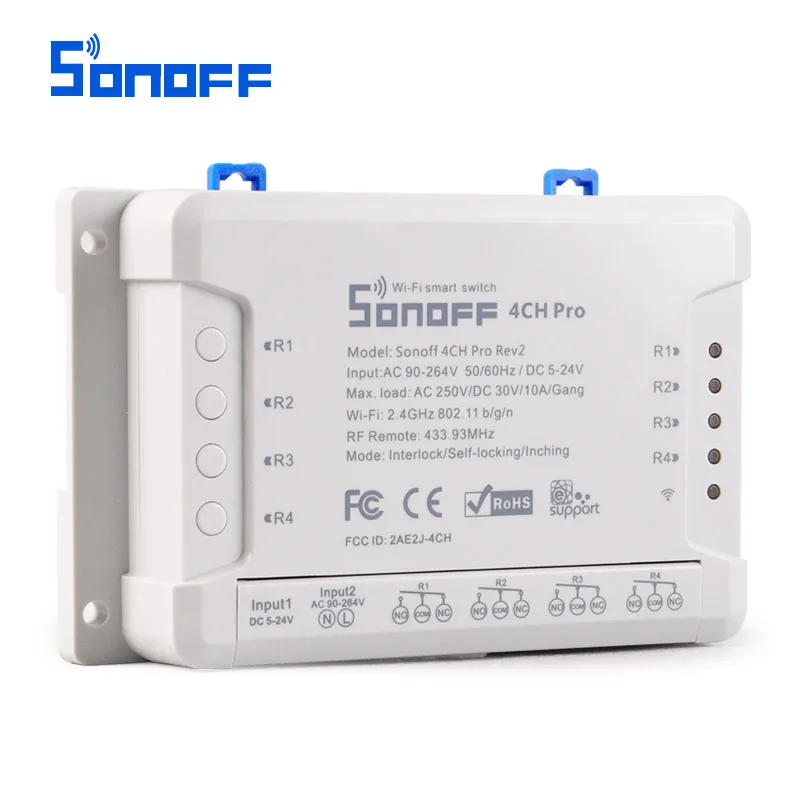 Sonoff 4CH Pro R2 Smart коммутатор 4 Каналы 433 мГц 2.4g WiFi удаленного Управление умный