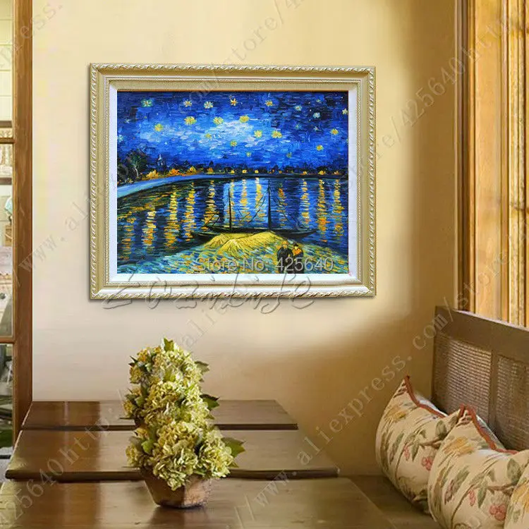 

Vincent Van Gogh's Seine Decoration Oil painting Wall Pictures for living room Home Decor Poster Wall art paint Starry Night art