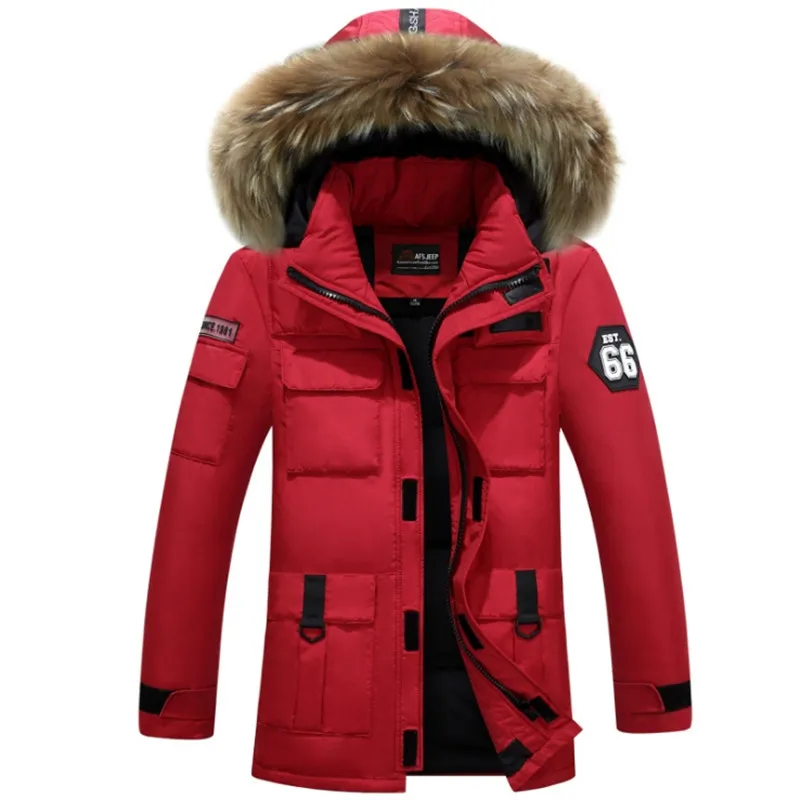 Зимняя мужская новая брендовая длинная толстая свободная парка на белом утином