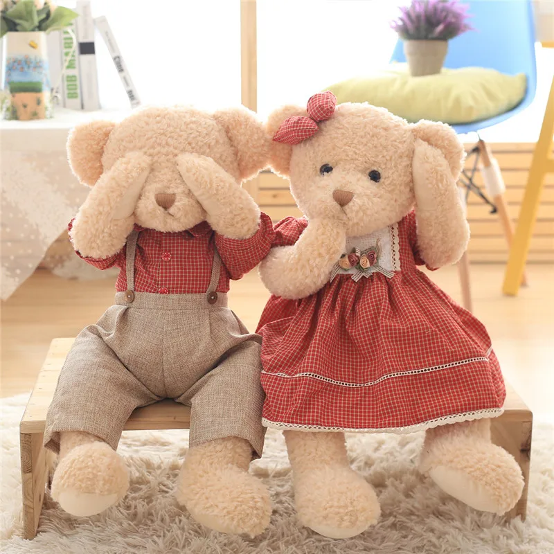 1 пара 45 см милый плюшевый мишка плюшевая игрушка действия медвежат в одежде