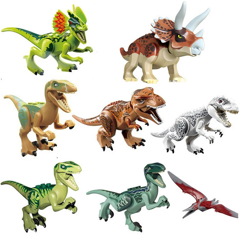 8 шт. Динозавры юрского периода строительные блоки фигурки T-Rex модель сборки мира