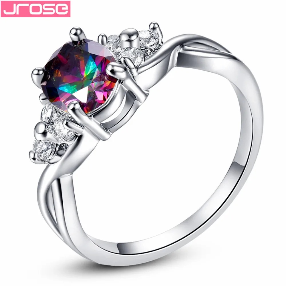 JROSE коктейльное модное овальной огранки ювелирные изделия Радужный и белый