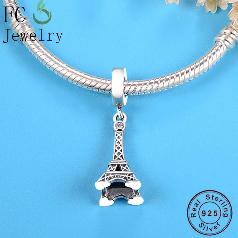 FC ювелирные изделия подходят браслет подвес Пандора Pulsera 925 пробы серебро Париж подвеска в форме Эйфелевой башни висит шарики Berloque DIY