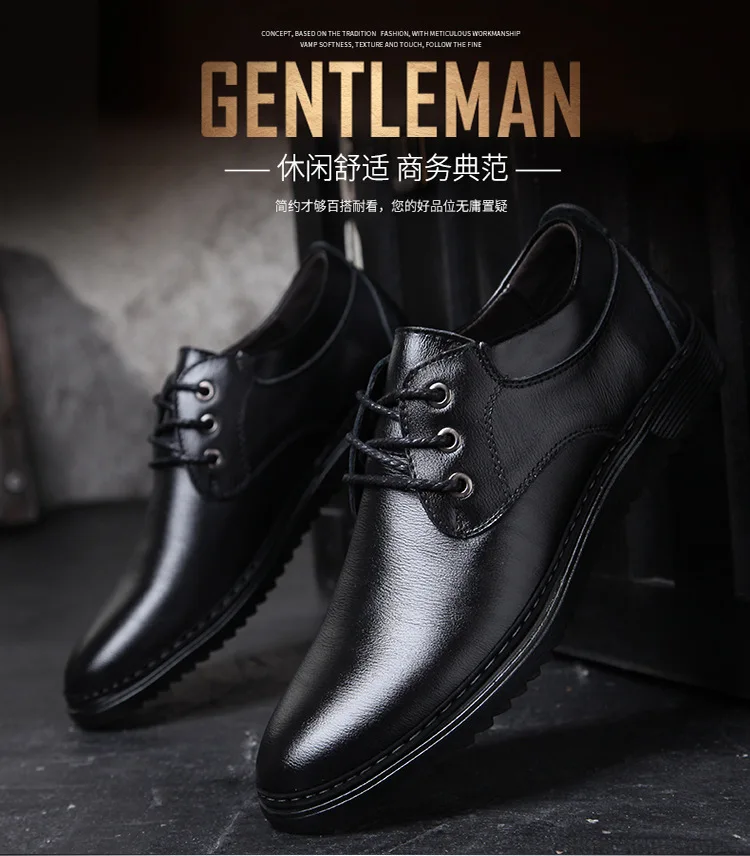 New Men Casual Genuine Leather Shoes Fashion Breathable Men's Formal Shoes Lace-up Flat for Men Shoes Zapatos De Hombre