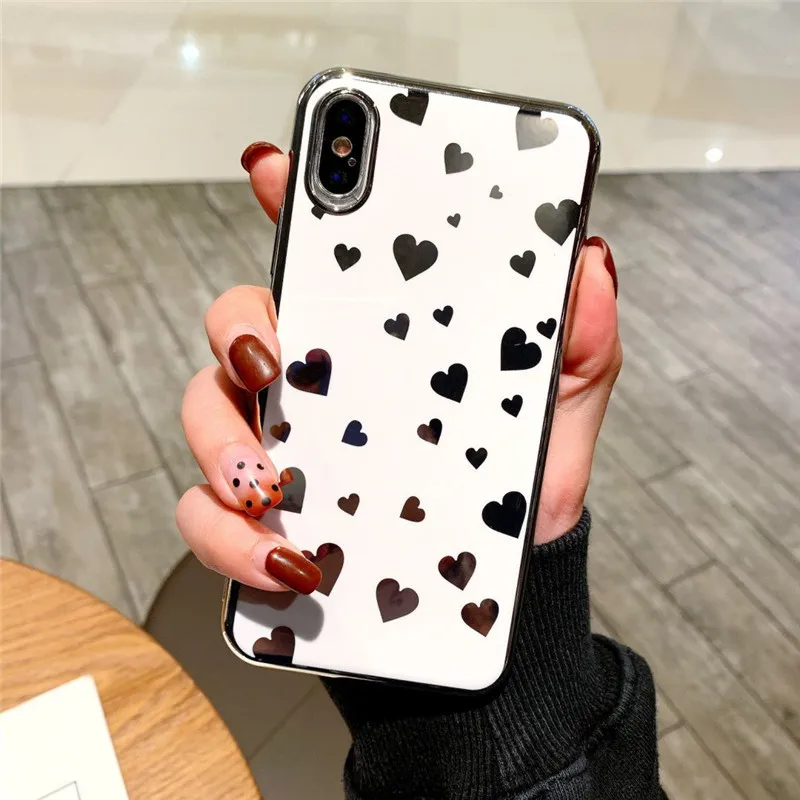 Glitter Love Heart Case For iPhone 7 8 6 6s Plus Bling Powder Phone Cases X XR Xsmax Hard PC Back Cover Coque |