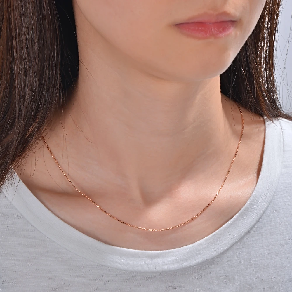 Ladies 18k/750 Rose Gold Link Chain Necklace 18 About 45cm
