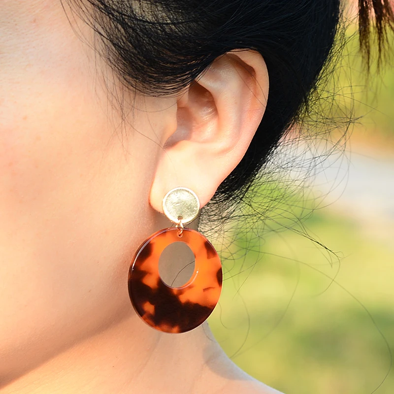 Модные корейские винтажные большие круглые леопардовые серьги Za подвесные