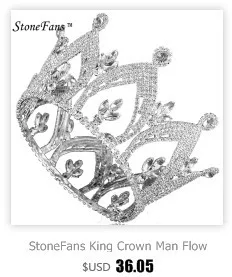 StoneFans ювелирные изделия для волос большая королева невесты Круглая Корона Свадебные цвета Круглый черный кубический цирконий Корона королевские тиары и короны
