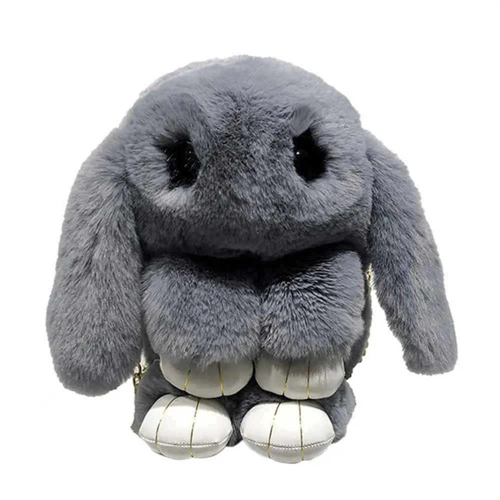 LGY 17x9x27cm Soft Rabbit Artificial Fur Crossbody Lovely Handbag Shoulder Bag Storage Phone Satchel Purse - Цвет: LGY