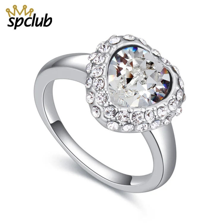 Модные Кристаллы от Swarovski кольца, свадебные украшения очаровательного природного ландшафта кольца в форме сердец для Для женщин Серебряный Цвет вечерние Новое поступление, подарок при покупке
