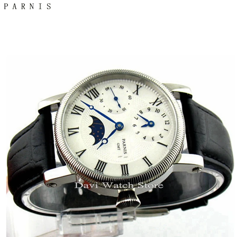 Мужские часы Parnis с белым циферблатом и ручным заводом размер 43 мм 6497|watch watch|watches