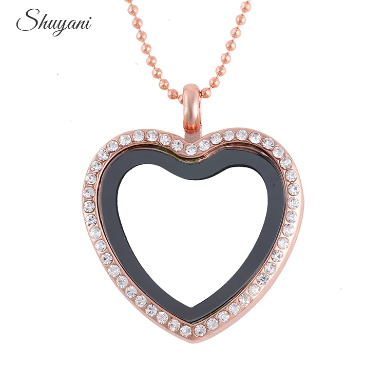 10 шт./лот подвеска медальон из сплава со стразами в форме сердца ожерелья и