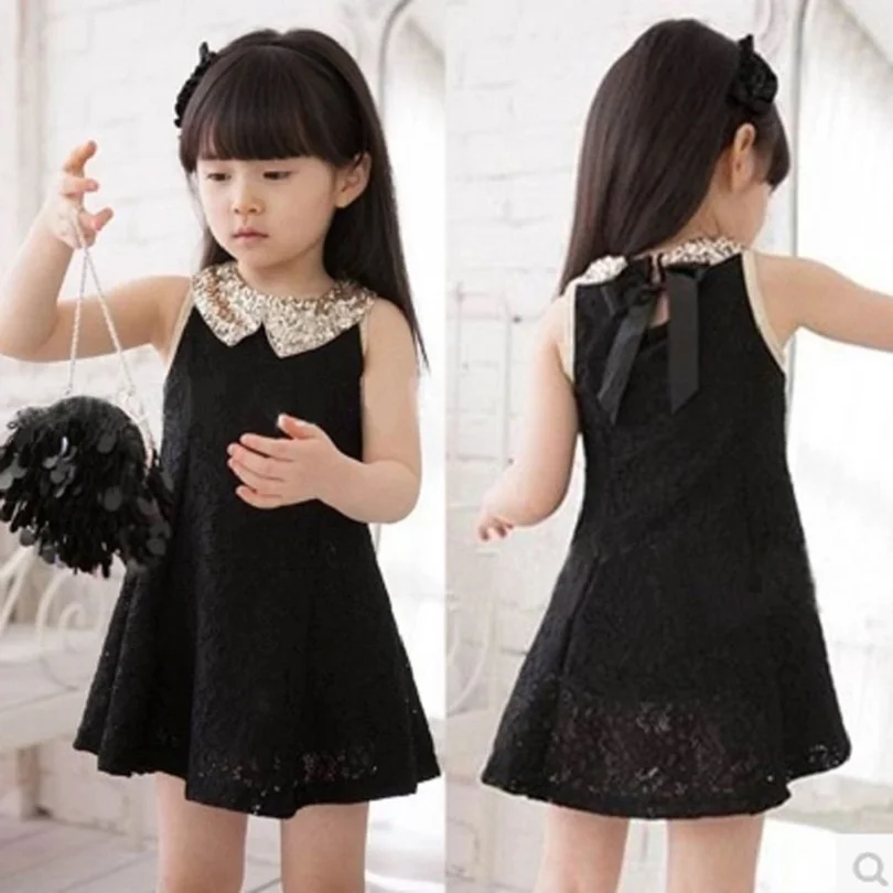 Lace Deguisement Fille Enfant Girl Dress Kids Clothes Summer Sequin Collar Baby Party Evening Jurken Children Clothing | Детская одежда