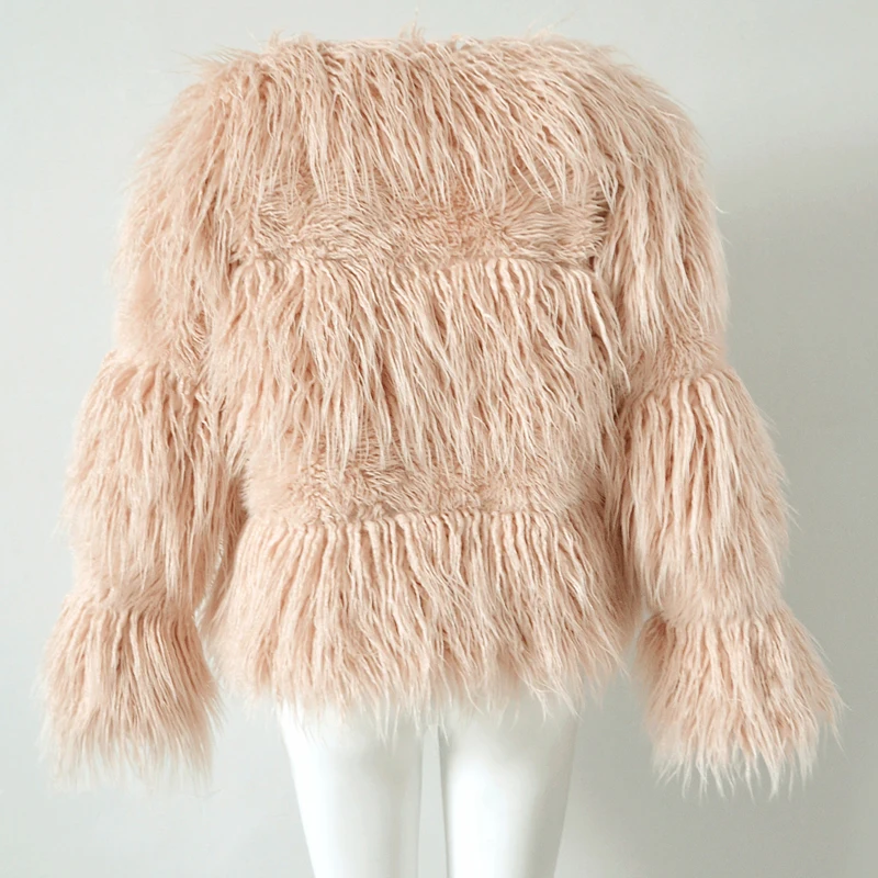 

Chic Women Faux Fur Coat Fluffy Warm Long Sleeve Collarless Outerwear Autumn Winter Jacket Hairy Overcoat Parka Outerwear 7Q1211