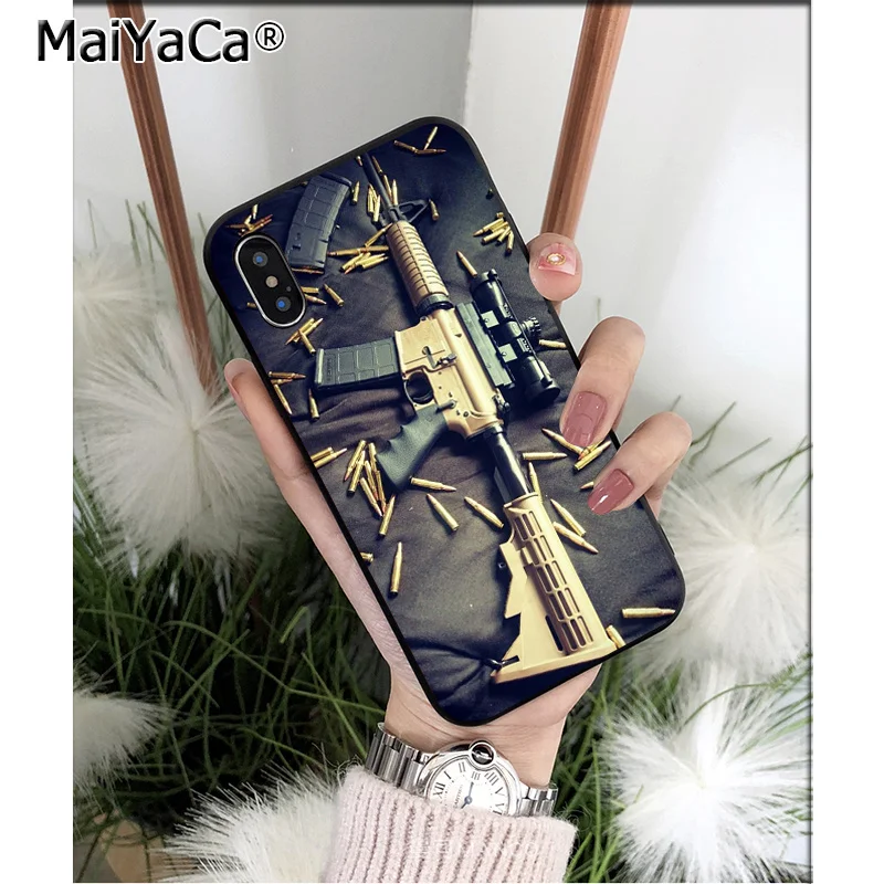 MaiYaCa Guns AK47 M4A1 Силиконовый ТПУ мягкий черный чехол для телефона Apple iPhone 8 7 6 6S Plus X XS MAX